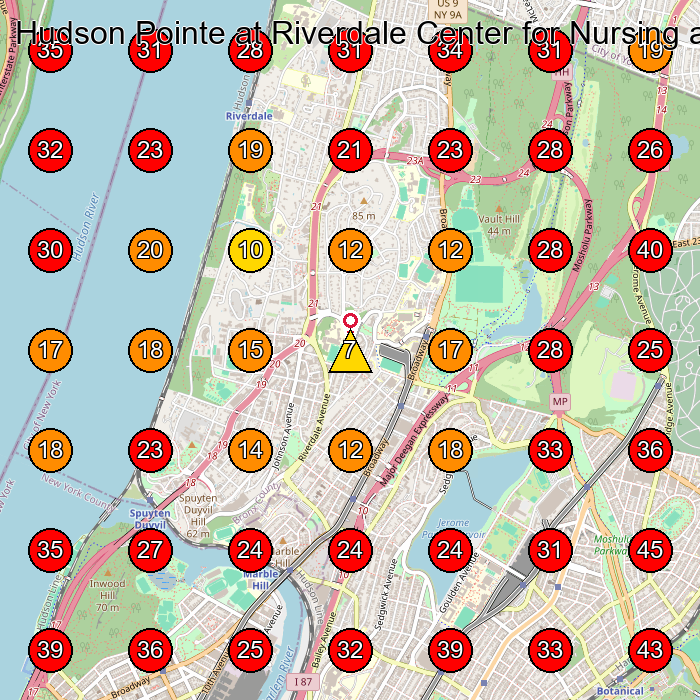 Hudson Pointe at Riverdale Center for Nursing and Rehabilitation GeoGrid visibility map for Nursing Home in Bronx